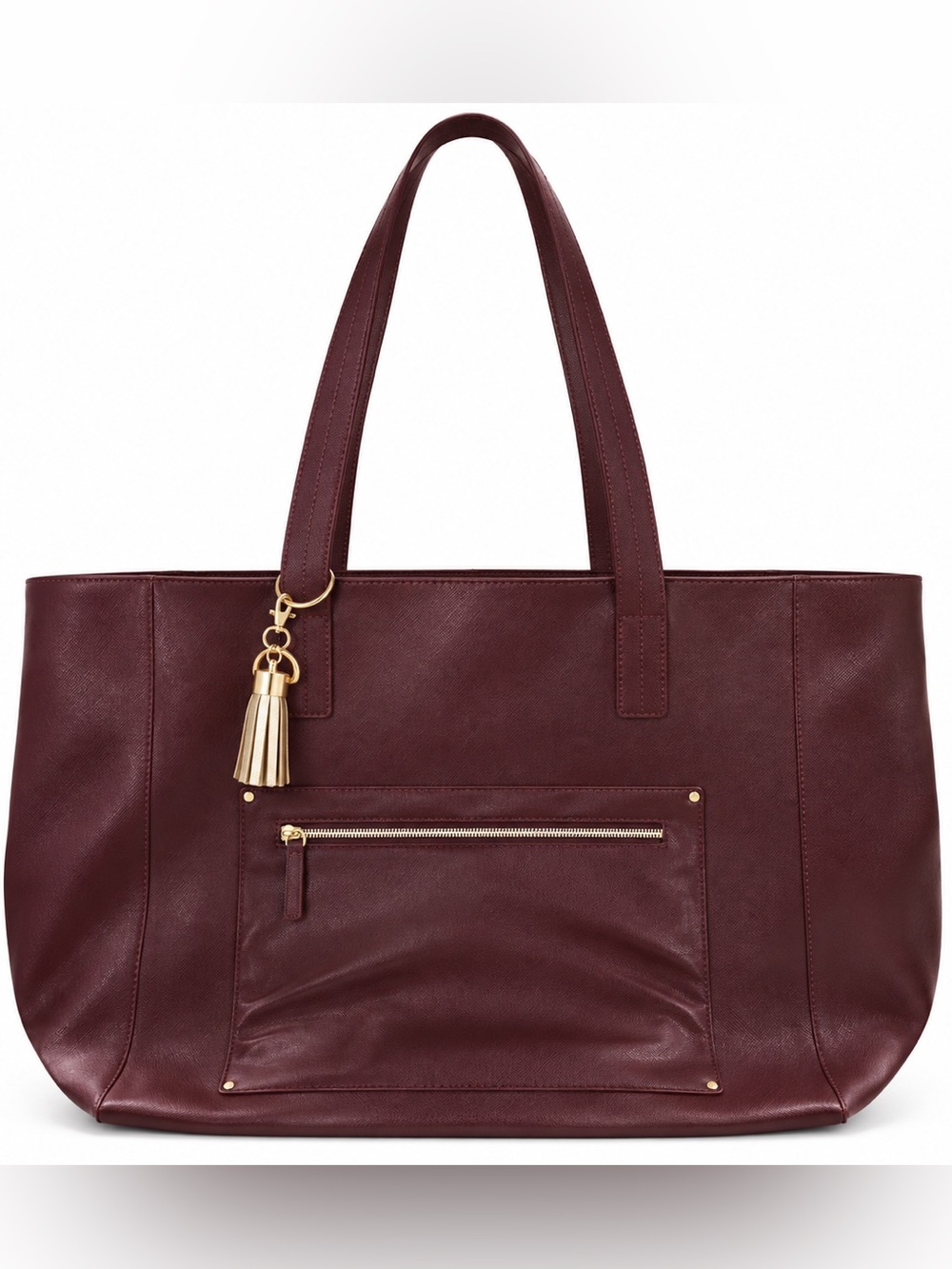 Bath & Body Works Burgundy Metallic Large Tote Bag Gold Tassel Limited Edition